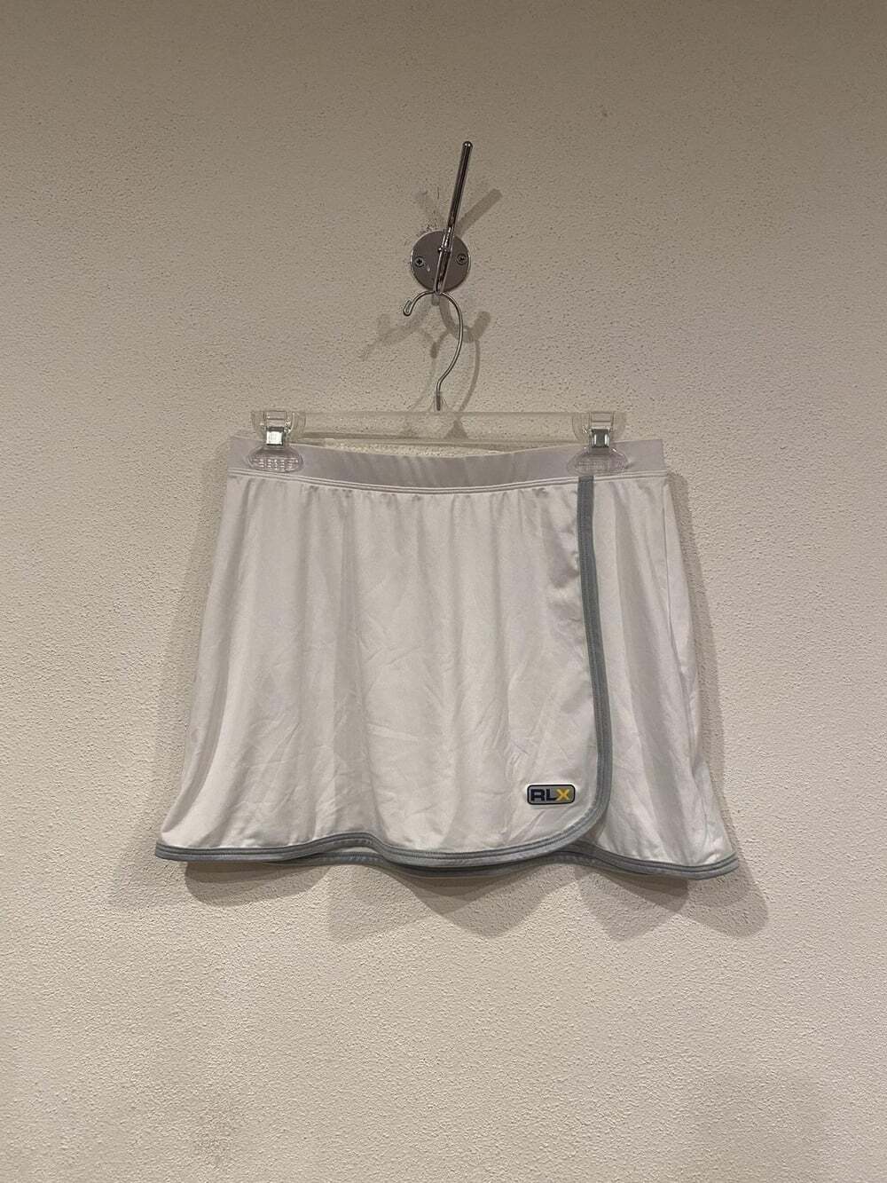 RLX Polo Sport Skirt Womens Medium White Solid Athletic Tennis Wrap Trim Stretch